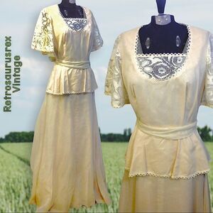 𝅺vintage 1960’s San Francisco Boho Linen Peasant Dress Small Cottagecore NWT